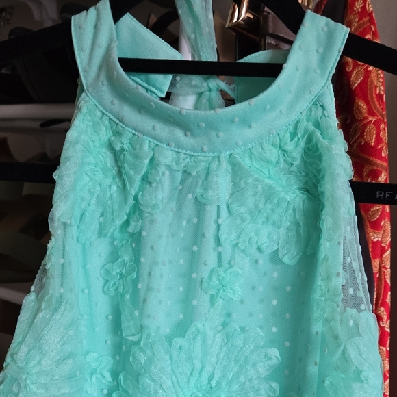 Mint Green Lace Sleeveless Dress - Picture 2 of 6